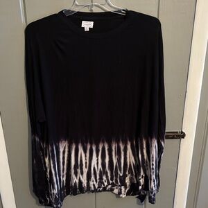 Black and White Tie-Dye Long Sleeve Shirt